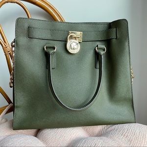 Michael Kors Dark Green Hamilton Handbag